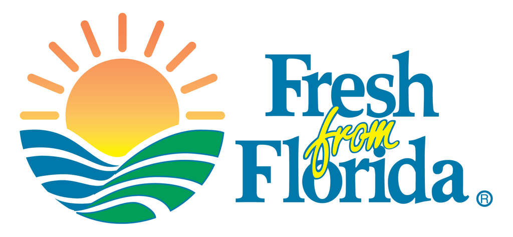 Logo featuring a sun over fields of produce